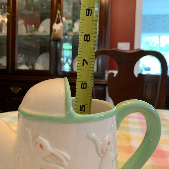 Bunny motif pitcher, ceramic, dancing bunnies and carrots - Picture 3 of 3